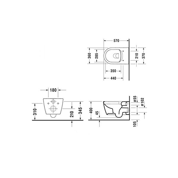 Унитаз подвесной Duravit Me by Starck Rimless 2529090000 безободковый с крышкой-сиденьем SoftClose