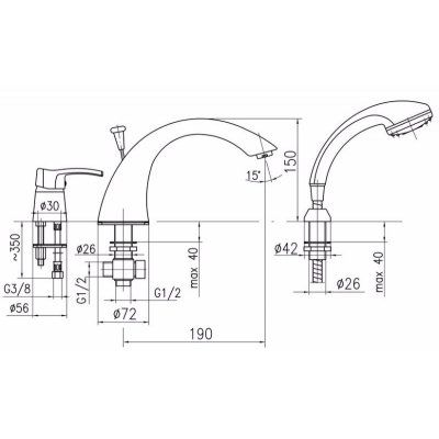 Смеситель на борт ванны Armatura Kwarc 4205-214-00