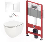 Комплект инсталляции TECEbase kit с белой кнопкой и подвесной унитаз Cerutti Spa Ticino Aria CT8911