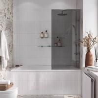 Стеклянная перегородка, шторка на борт ванны Reflexion RX14070TСR-12 140х70см фиксированная, тонированное закаленное стекло 8мм, хромированный профиль