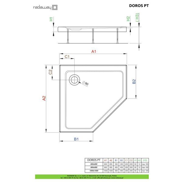 Душевой поддон Radaway Doros PT 90x90 SDRPT9090-01