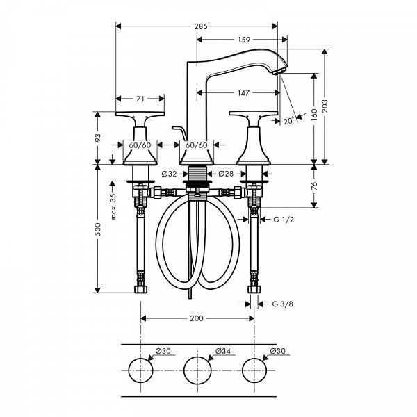 Смеситель для умывальника Hansgrohe Metropol 31306090