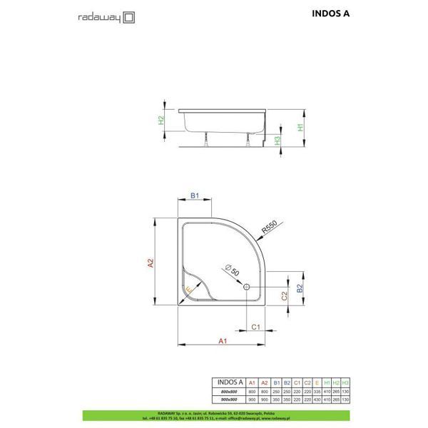 Душевой поддон Radaway lndos A 90x90 SIA9090-01