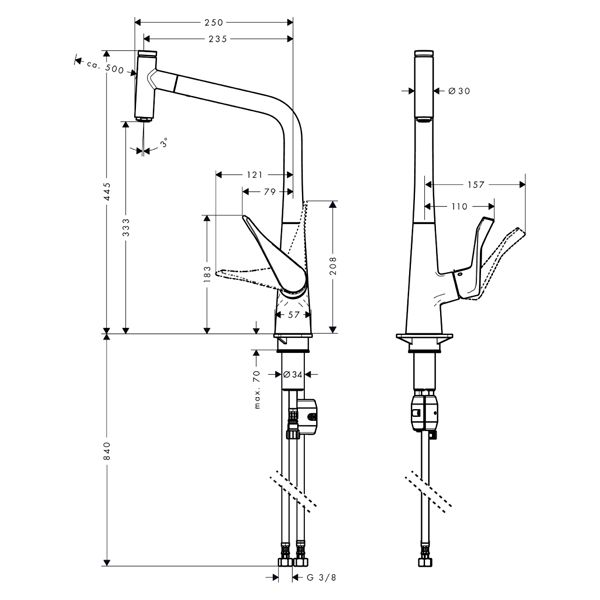 Смеситель для мойки Hansgrohe Metris Select 14884800