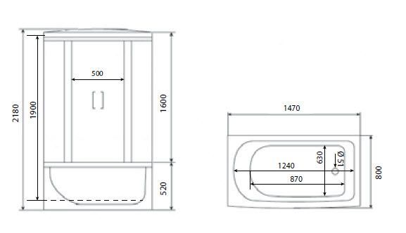 Душевая кабина Timo eco TE-0750 148x80x218