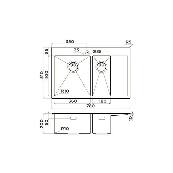 Кухонная мойка Omoikiri Akisame 78-2-LG-L нержавеющая сталь светлое золото 4973087