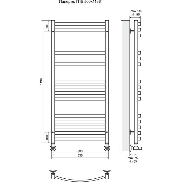Полотенцесушитель Terminus Палермо П15 500х1136