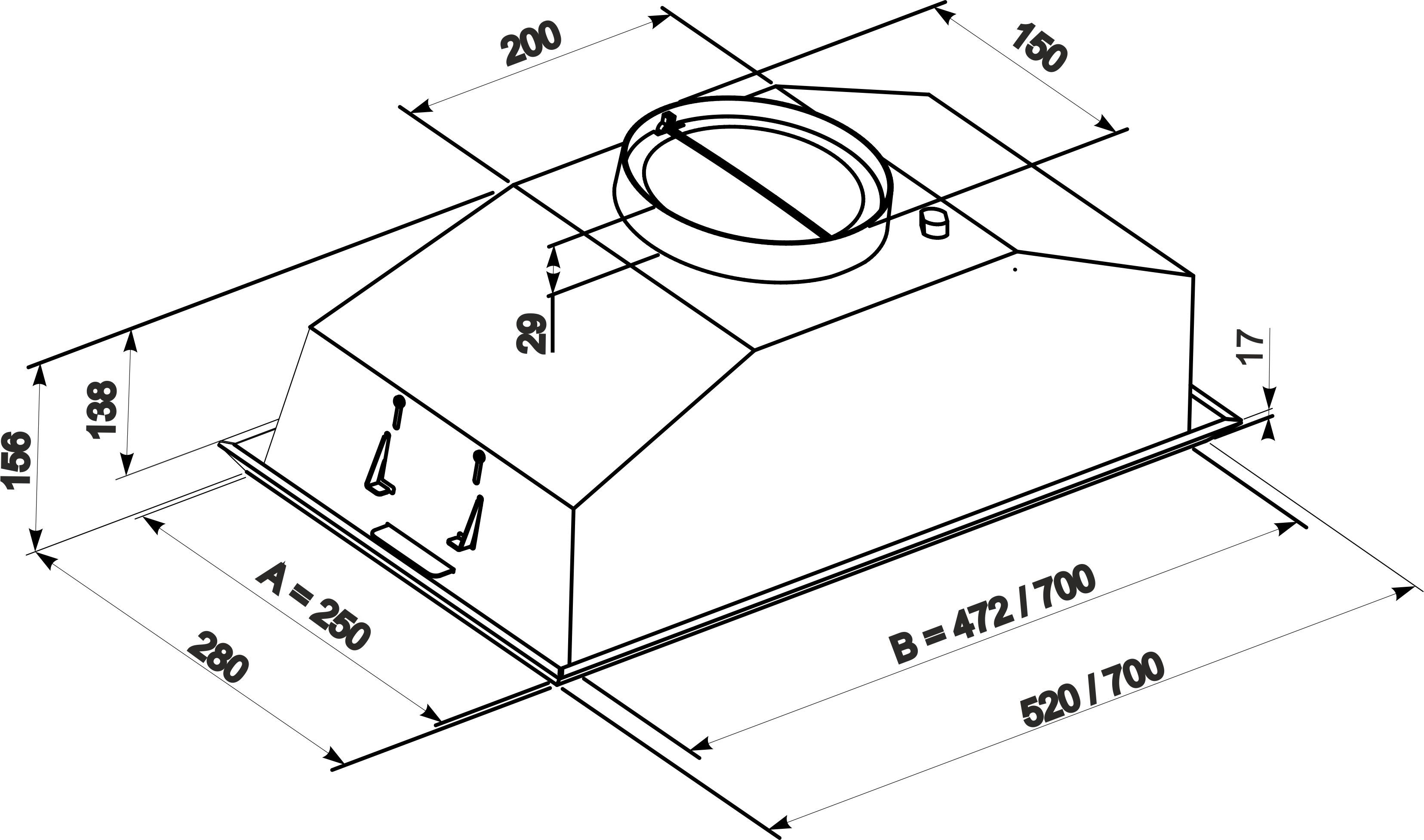 Встраиваемая вытяжка Zorg Modul 700 70