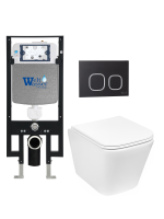 Комплект инсталляции с унитазом Weltwasser AMBERG 497 ST + GELBACH 043 GL-WT + AMBERG RD-BL