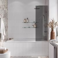 Стеклянная перегородка, шторка на борт ванны Reflexion RX14050TСR-10 140х50см фиксированная, тонированное закаленное стекло 8мм, хромированный профиль