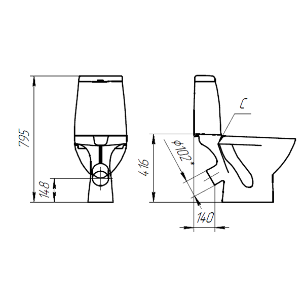 Унитаз напольный Cersanit Granta 031 KO-GRA031-3/6-DL-n-w