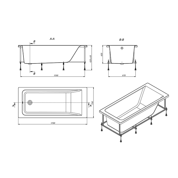 Акриловая ванна Roca Easy 170x75 ZRU9302899