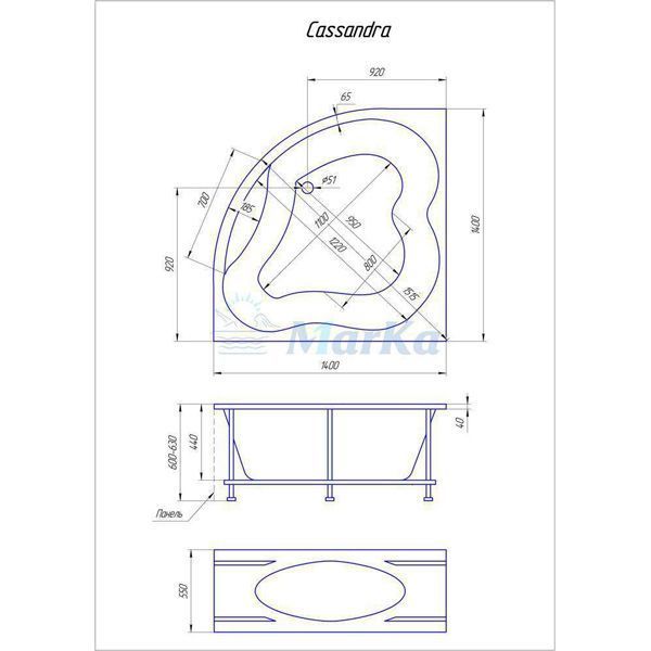 Ванна 1Marka CASSANDRA 140x140