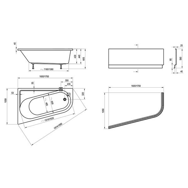 Акриловая ванна Ravak Chrome 160х105 L CA51000000