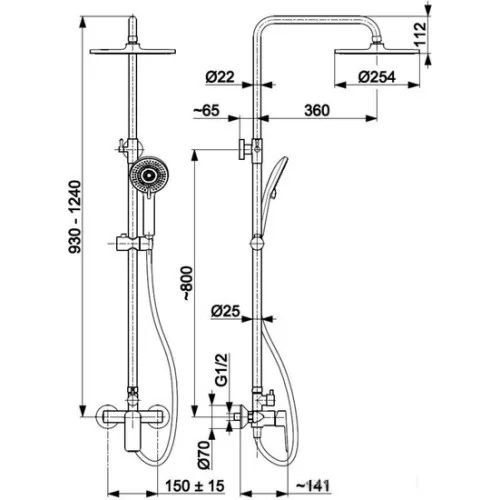 Душевая система Armatura AGAT 4426-910-00 со смесителем, хром