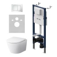 IS90201.741701 Инсталляция с клавишей PrimeFit S, бел глянц, с подвесным унитазом Sense FlashClean с сиденьем м/лифт