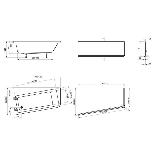 Ванна акриловая Ravak 10° 170x100 L