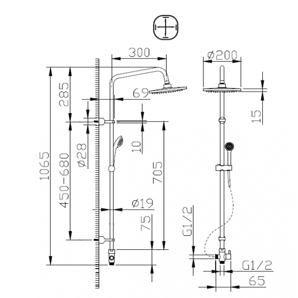 Душевая система Bravat Fit D283CP-2