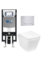 Комплект инсталляции с унитазом Weltwasser AMBERG 497 + GELBACH 043 GL-WT + AMBERG RD-MT CR