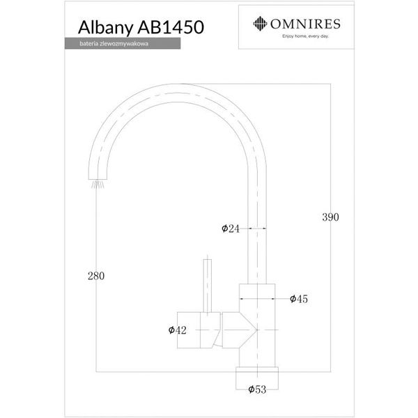 Смеситель для мойки Omnires Albany AB1450 INOX