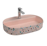 Раковина накладная ISVEA Infinity 60 см. цвет лососевый матовый Terrazzo 10NF65060SV-2S-TRZ