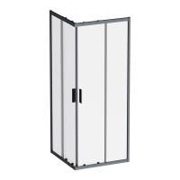 W90G-403-8080-BT Gem Душевое ограждение AM.PM квадратн.,раздвиж.двери 80x80 черный мат.,стекло прозрачное