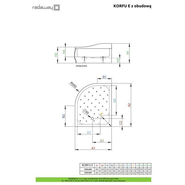 Душевой поддон Radaway Korfu E 100x80 Right 4E81400-03R