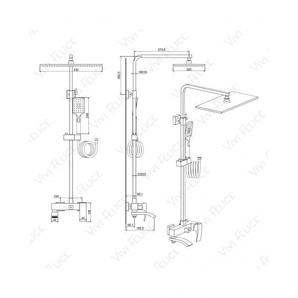 Душевая стойка Felice 2060 B CROMO-BIANCO