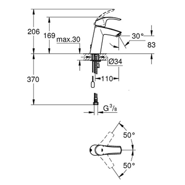 Смеситель для умывальника Grohe Eurosmart 23323001