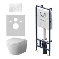 IS100101.741701 Инсталляция MasterFit с клавишей L глянц белый с подвесным унитазом  Sense FlashClean с сиденьем