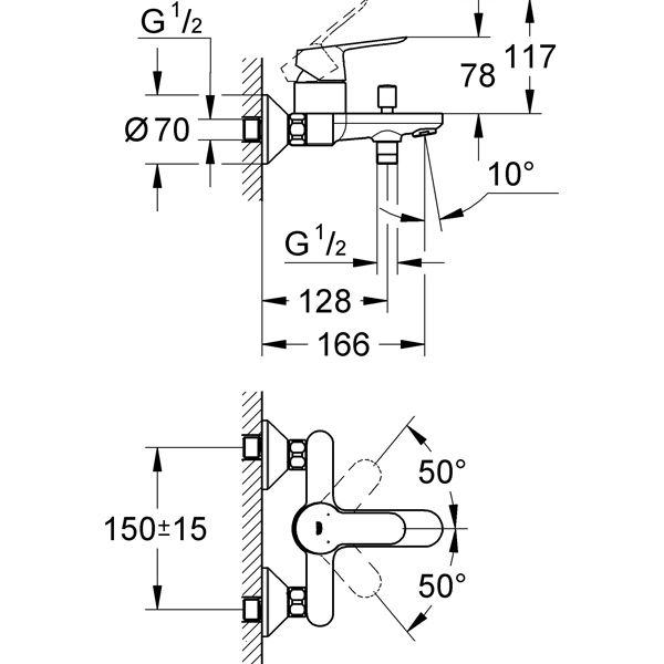 Смеситель для ванны с душем Grohe BauEdge 23334000