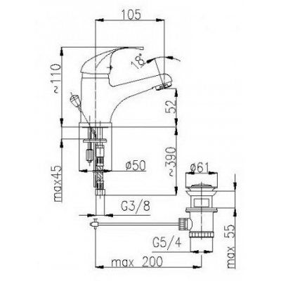 Смеситель для умывальника Armatura Ecokran Atut 5512-855-00 с донным клапаном