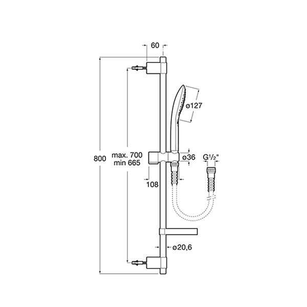 Душевой комплект Roca Plenum GO 120мм 3 режима хром 75B1P11C00