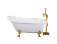Акриловая ванна Cerutti SPAVITO 170G  отдельностоящая  170x74x75 на львиных лапах золото