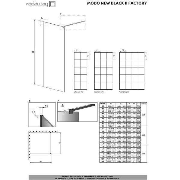Душевой уголок Radaway Modo ll New Black 90 Factory стекло прозрачное 389094-54-55