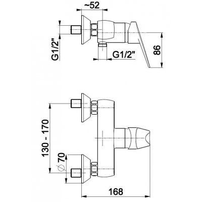 Смеситель для душа Armatura Topaz 4016-010-00, настенный