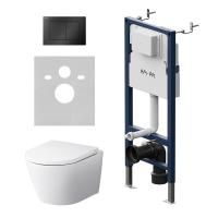 IS90238.741701 Инсталляция с клавишей PrimeFit S, мат.черный, с подвесным унитазом Sense FlashClean с сиденьем м/лиф