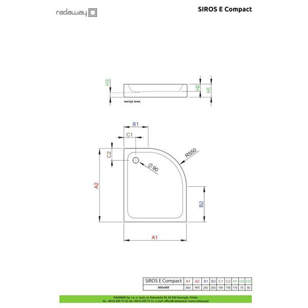 Душевой поддон Radaway Siros E Compact 90x80 Right SBE9817-1R
