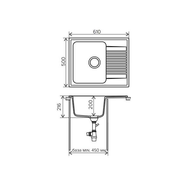 Кухонная мойка Polygran F-07 50x61 серый