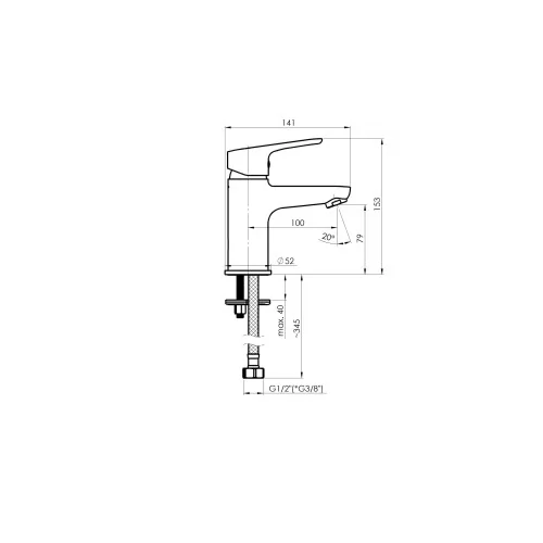 Смеситель для умывальника Rubineta Uno-18(BK2) N800661, черный