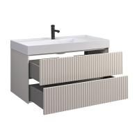 Тумба под умывальник Belux подвесная Сиртаки 100-02, Светлый Миндаль матовый