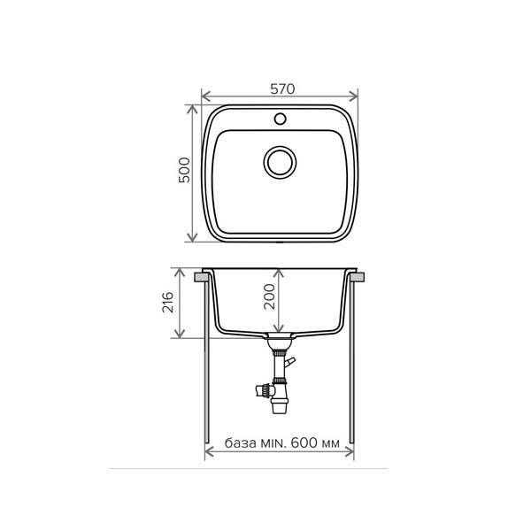 Кухонная мойка Polygran F-11 50x57 опал