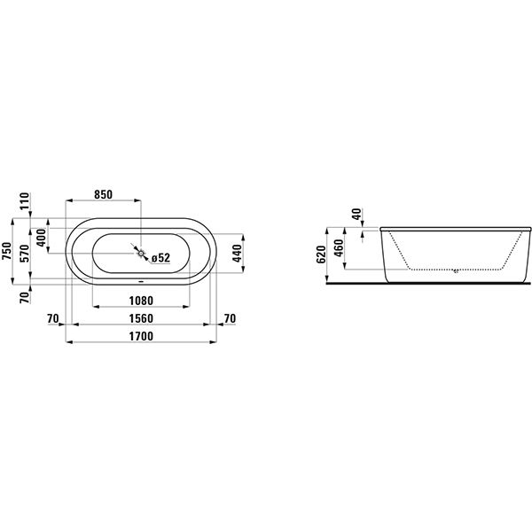 Акриловая ванна Laufen Solutions 170x75 2225120000001