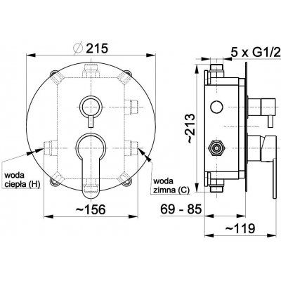 Смеситель для ванны Armatura Hexa Ring 35 3529-410-00, встраиваемый