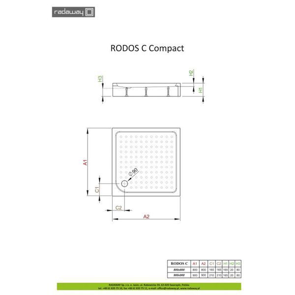 Душевой поддон Radaway Rodos C Compact 80x80 4K88155-04