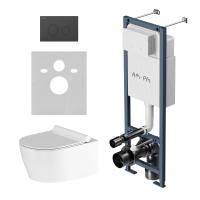 IS110138.DX77C1700 ErgoFi Инсталляция с клавишей L черн мат с подвесным унитазом Jupiter без ободка с сиденьем м