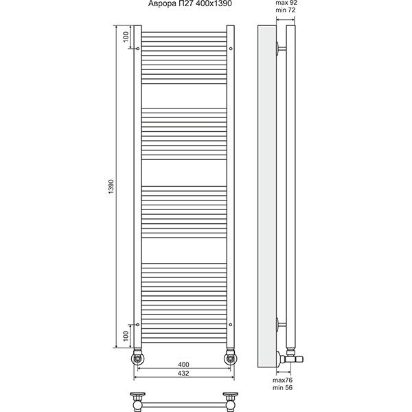 Полотенцесушитель Terminus Аврора П27 400х1390