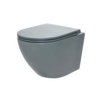 AQM2002MGR Унитаз подвесной с сиденьем SoftClose, технология смыва Rimless, скрыт.крепеж. Цвет серый