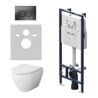 IS100138.701700 Инсталляция MasterFit с клавишей L черн мат с подвесным унитазом Spirit V2.0 FlashClean с сиденьем м