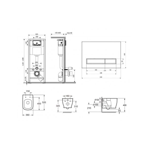 Комплект инсталляции и унитаза 5 в 1 Lavinia Boho Smart F-Control 3930012R